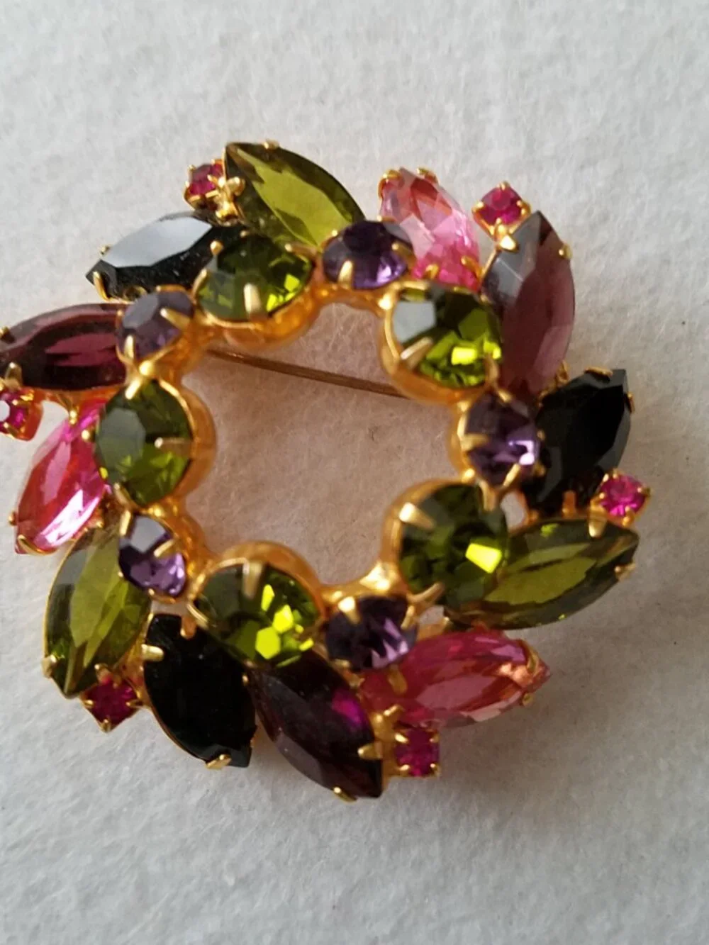 Vintage Juliana Multicolor Rhinestone Brooch Verified